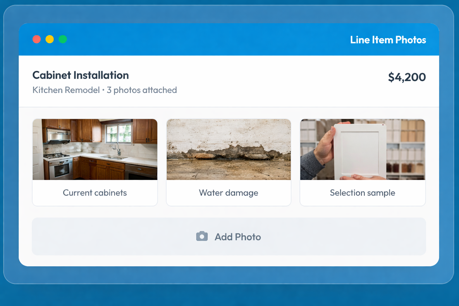 Photo attachments on line items